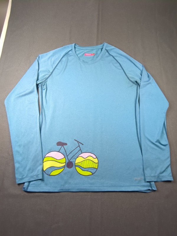 Terry Dri-Fit Cycling T-shirt Blue Men's Large Long Sleeve gallery