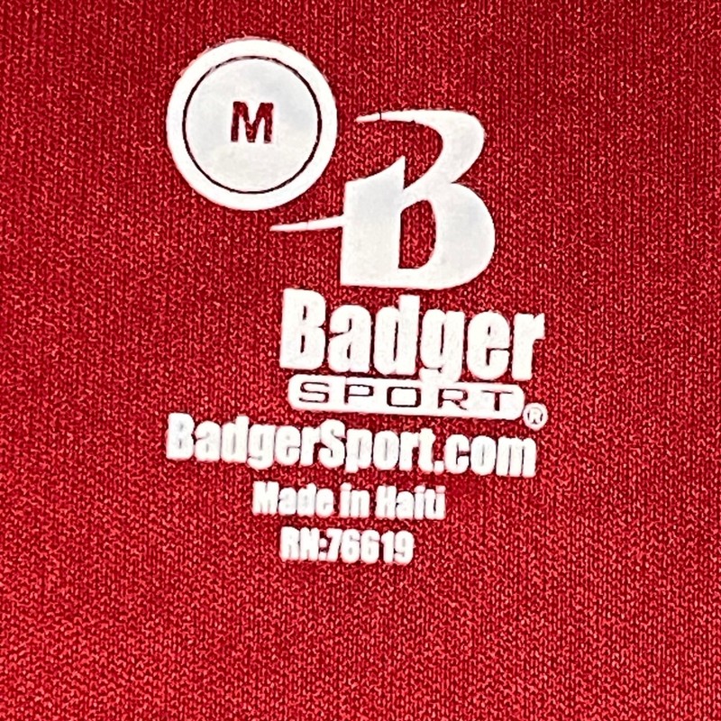 Badger Sport Performance Tee Mens Medium Red Short Sleeve Raglan Shirt gallery