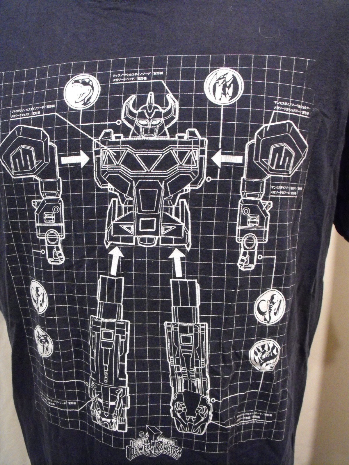 Mighty Morphin Power Rangers Megazord Gundam Dark Blue T Shirt - Men's Large gallery