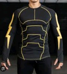 SuperX Zeus Performance Long sleeve Compression Top Sz S Black Yellow Wolverine