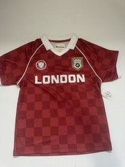 No Boundaries London Soccer Jersey Men’s XS Red Checkered Athletic Shirt NWT