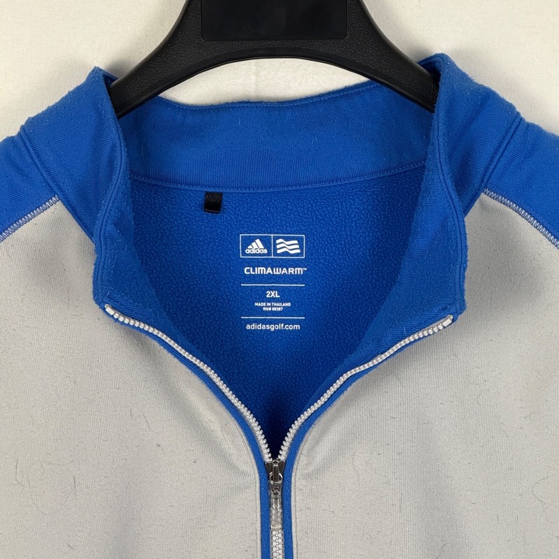 Adidas Golf 1/4 Zip GorpCore Mid-weight Pullover Gray/Blue 2XL NormCore Logo gallery