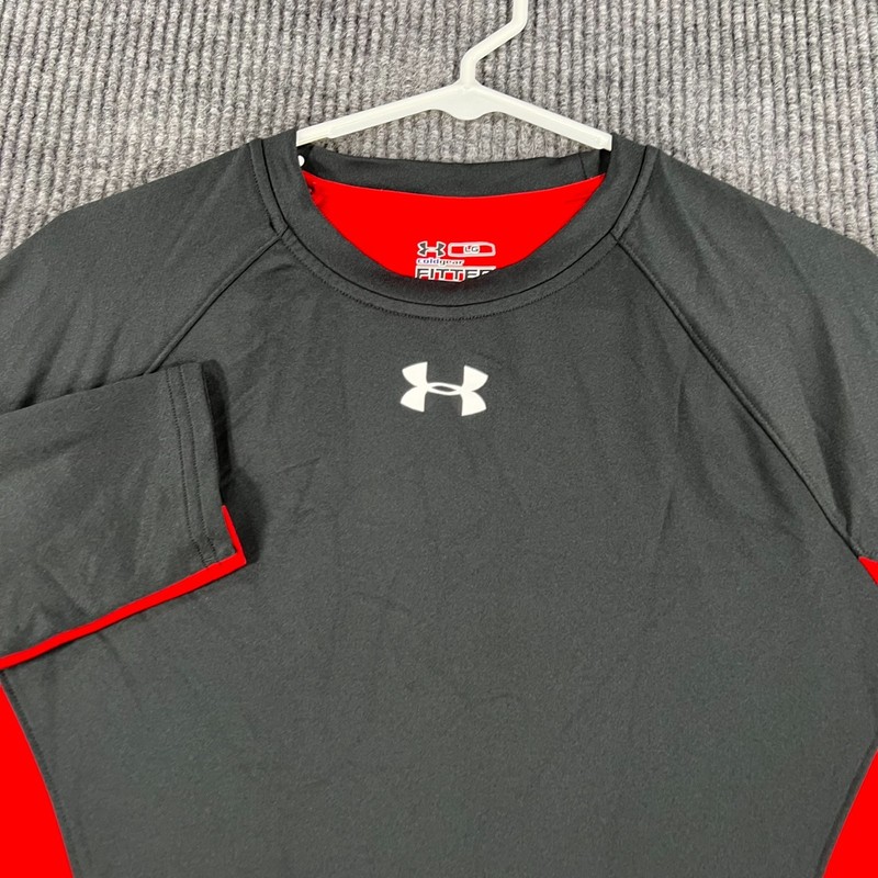 Under Armour Fitted Cold Gear Shirt Mens Large Black Red Long Sleeve Active gallery