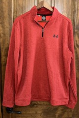 Under Armour Pullover Men Red 1/4 Zip Fleece Golf Storm Sweater Jacket XL (D-25)