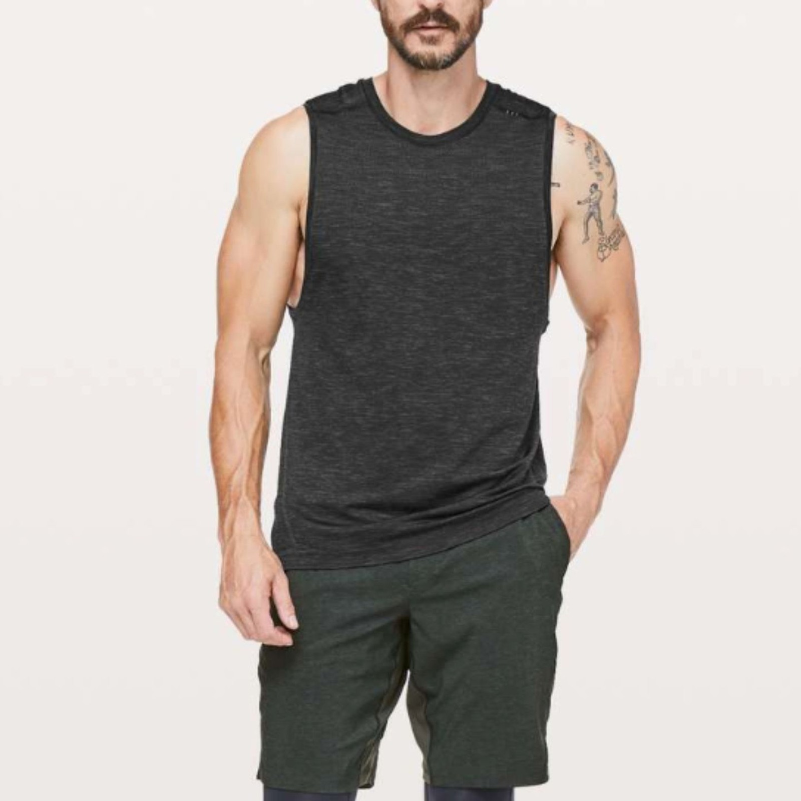 Men Lululemon Metal Vent Tech Muscle Tank Deep Coal / Black Extra Large Running gallery