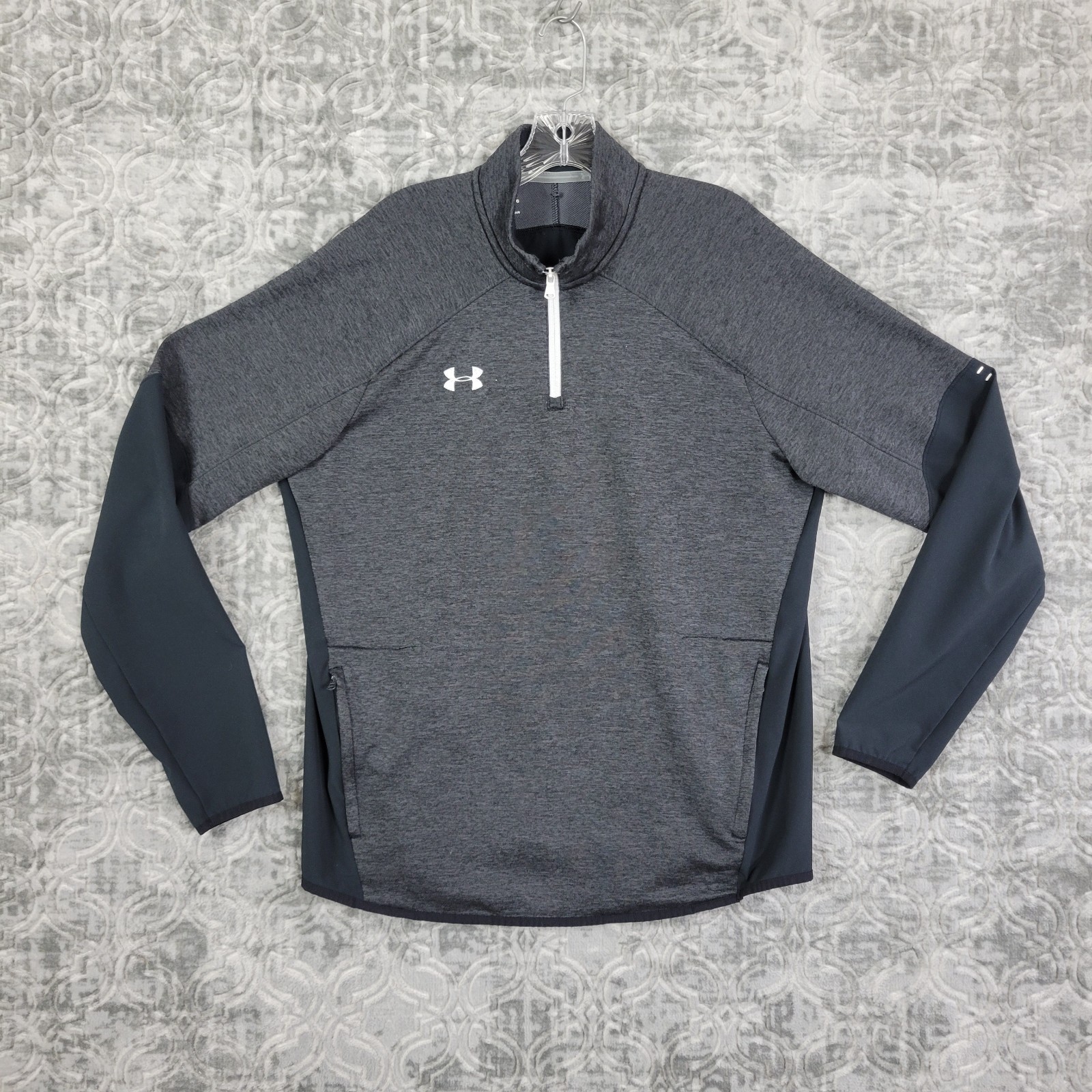 Under Armour Sweater Men’s Large Gray Qualifier Hybrid Coldgear 1/4 Zip Pullover gallery