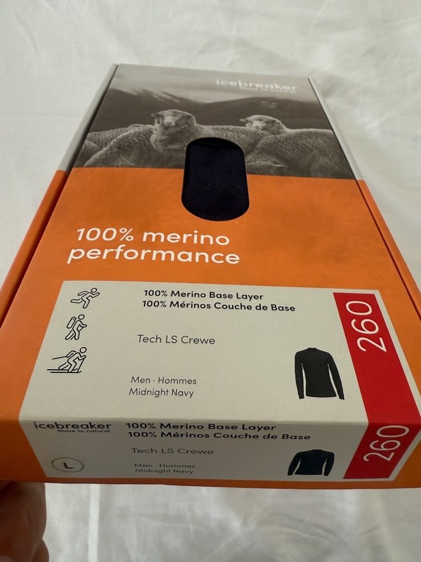 Icebreaker Merino 260 Tech LS Crew Shirt (Mens L) Midnight Navy, new w/ tags gallery