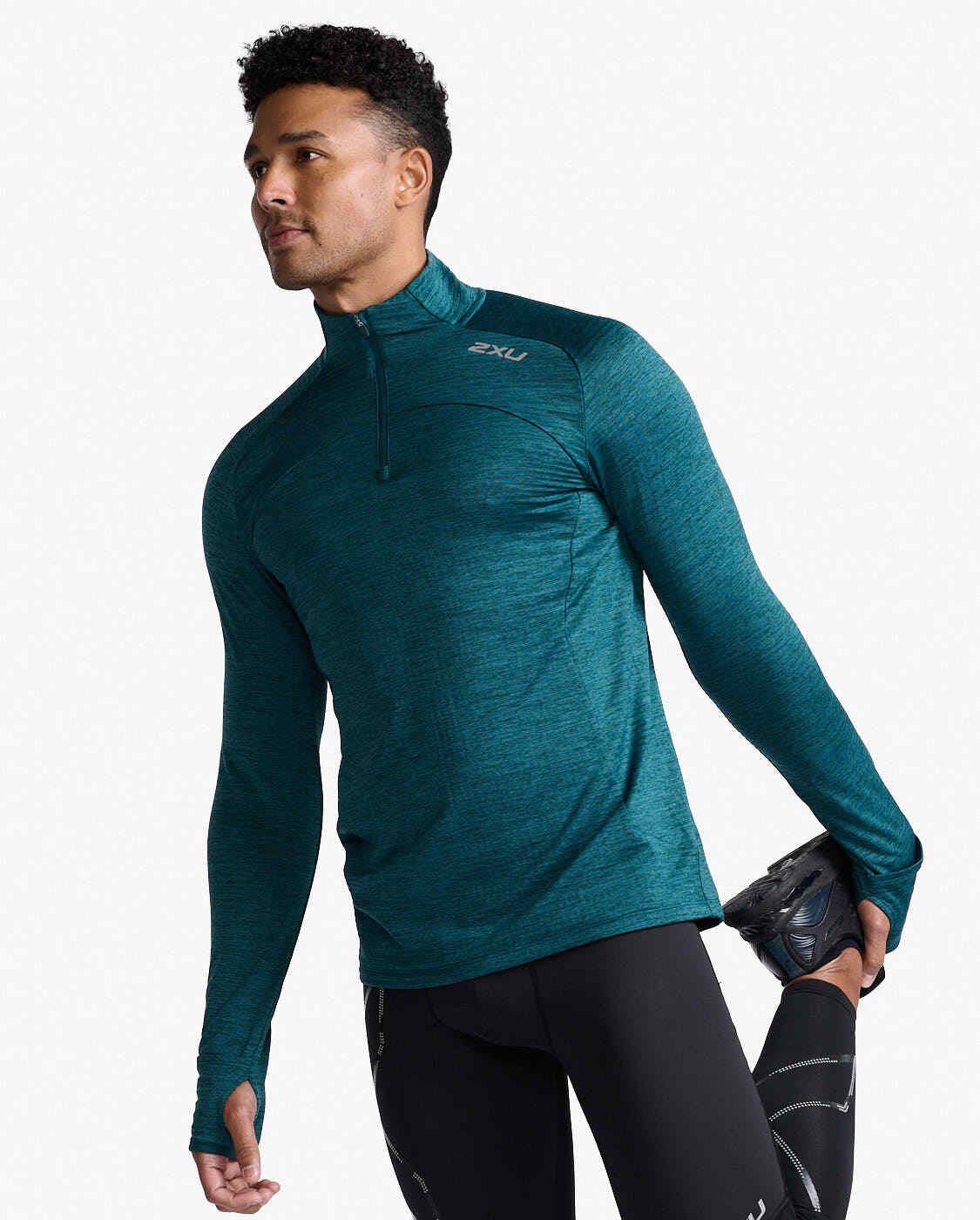 New 2XU Men Ignition 1/4 Zip Long Sleeve Top Thermal XL X-Large (Jade) MR6830a gallery