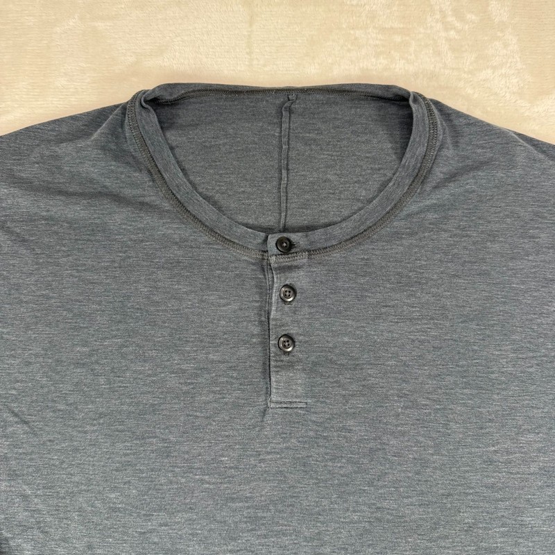 Lot Of 5 Lululemon Mens XXL 5 Year Basic Long Sleeve Henley Blue Pima Cotton Cas gallery