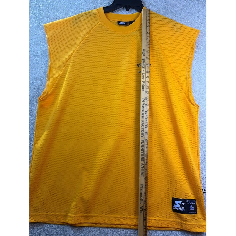Vintage Starter Muscle Shirt Mens Large Yellow Mesh Athletics Sleeveless Tee Y2K gallery