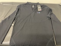 $85 Under Armour RUSH UA Shirt Pullover 1/4 Zip 1382798 001 LS Black L LARGE NEW