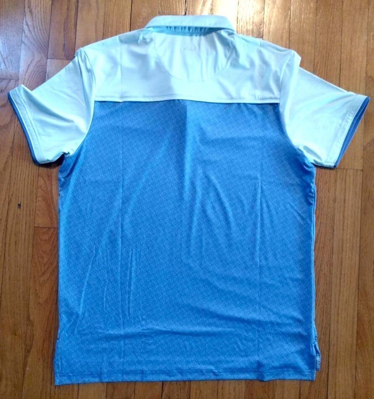 HEAD Mens Golf Polo Shirt MEDIUM Barley Blue White Wave Runner NWT Iker MSRP $79 gallery