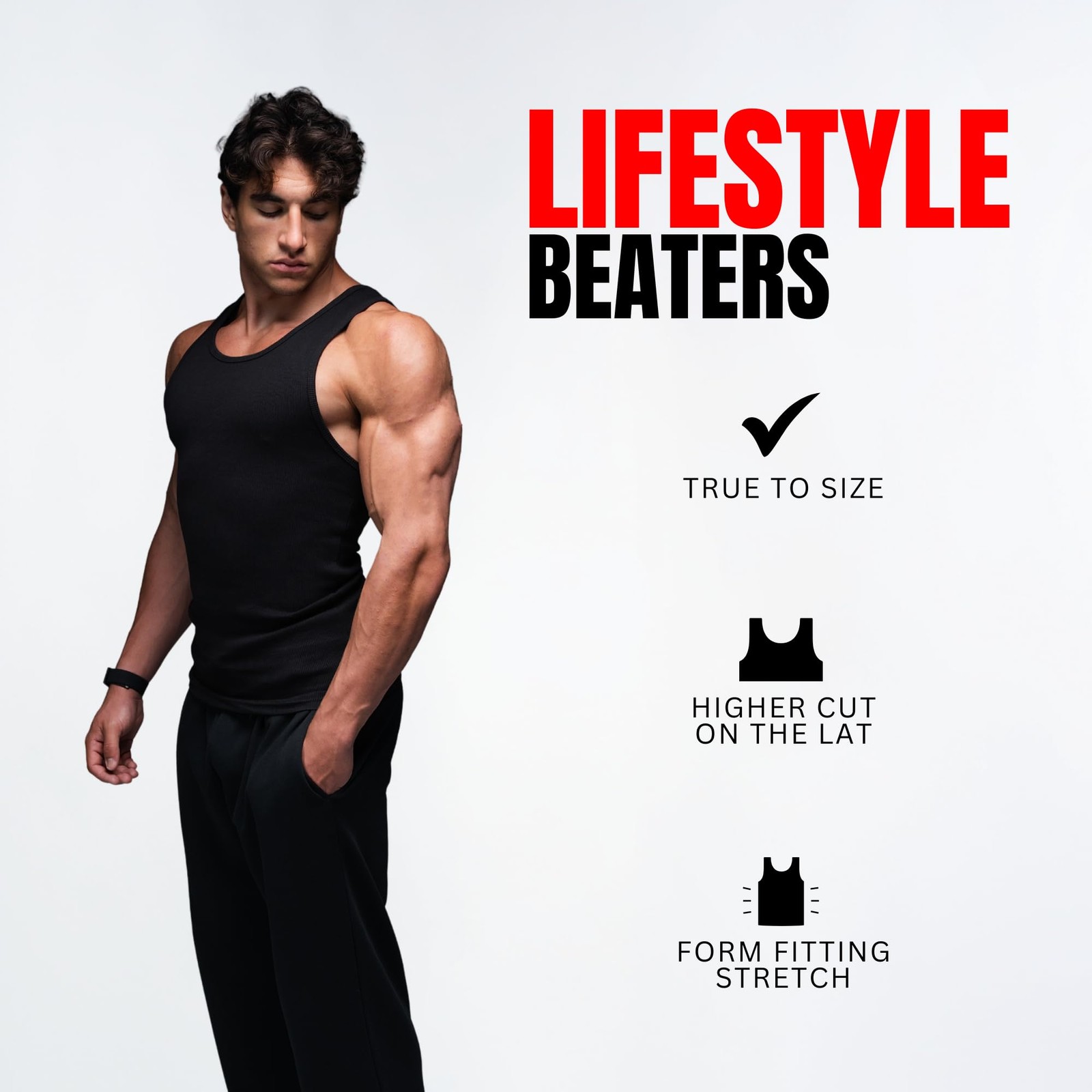 Lifestyle Beaters, 's, Cotton Spandex Tanks For, Regular Fit, Ribbed Fabric gallery