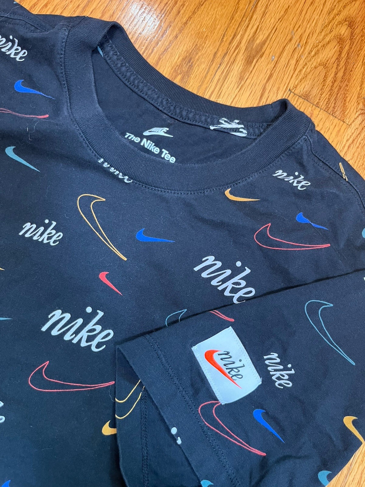 NIKE All Over Print T-SHIRT Black Large AOP DJ1391-010 LG L Tee gallery