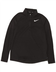 Nike Mens Dri Fit Zip Neck Pullover Tracksuit Top Medium Black Polyester DK11