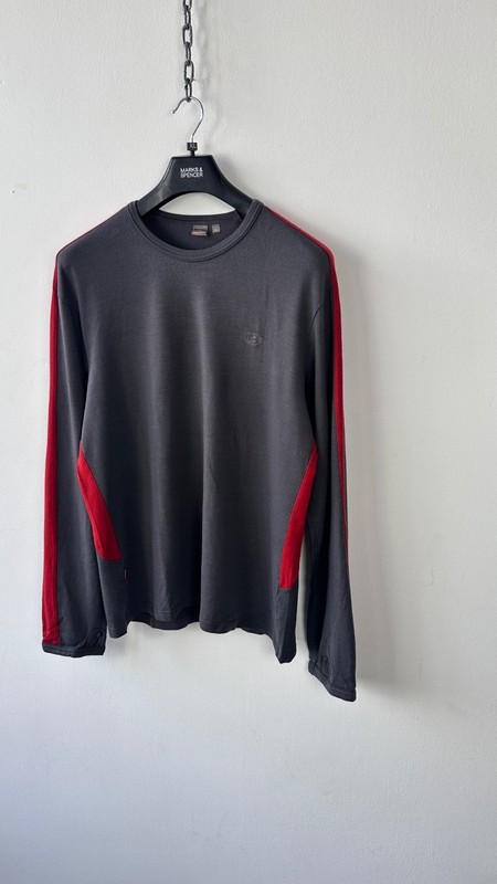Mens Icebreaker 260 Bodyfit XL Merino Wool Base Layer Top Hiking Ski Gray Red gallery