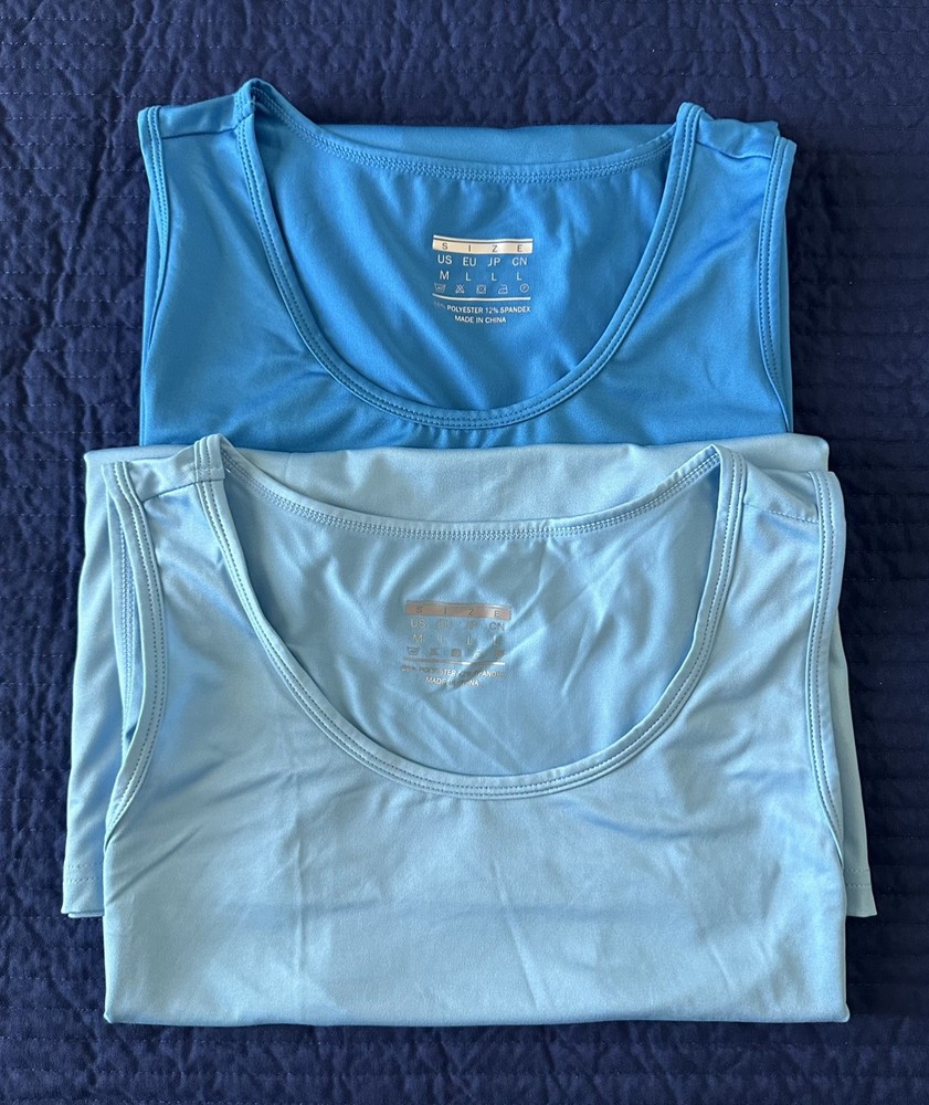 MAGCOMSEN Men's UPF 50+ Tank Medium 2 pk Light Blue & Royal Blue (EUC)
