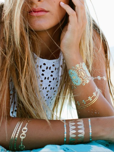 10 Sheets Flash Once Temporary Sticky Tattoo Gold 25teile Hand of Fatima Wow E8 gallery