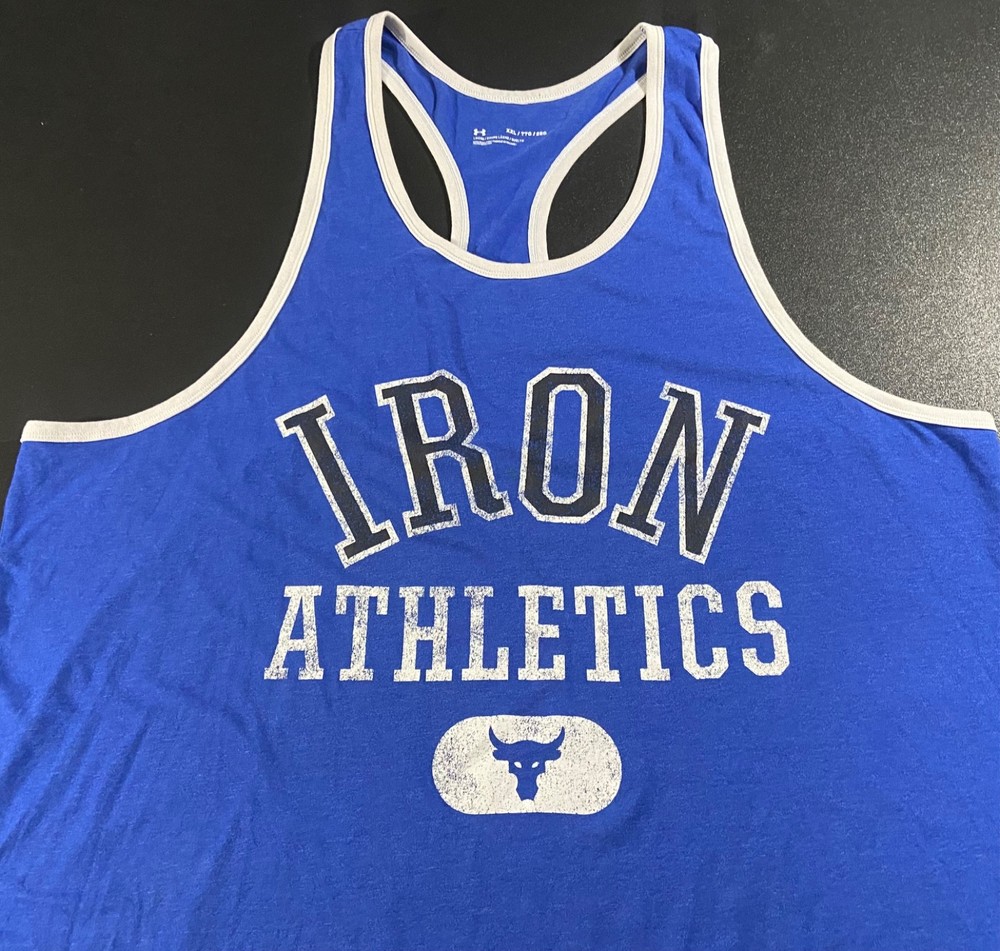 Under Armour Project Rock Iron Athletics Tank Top Blue Racerback XXL