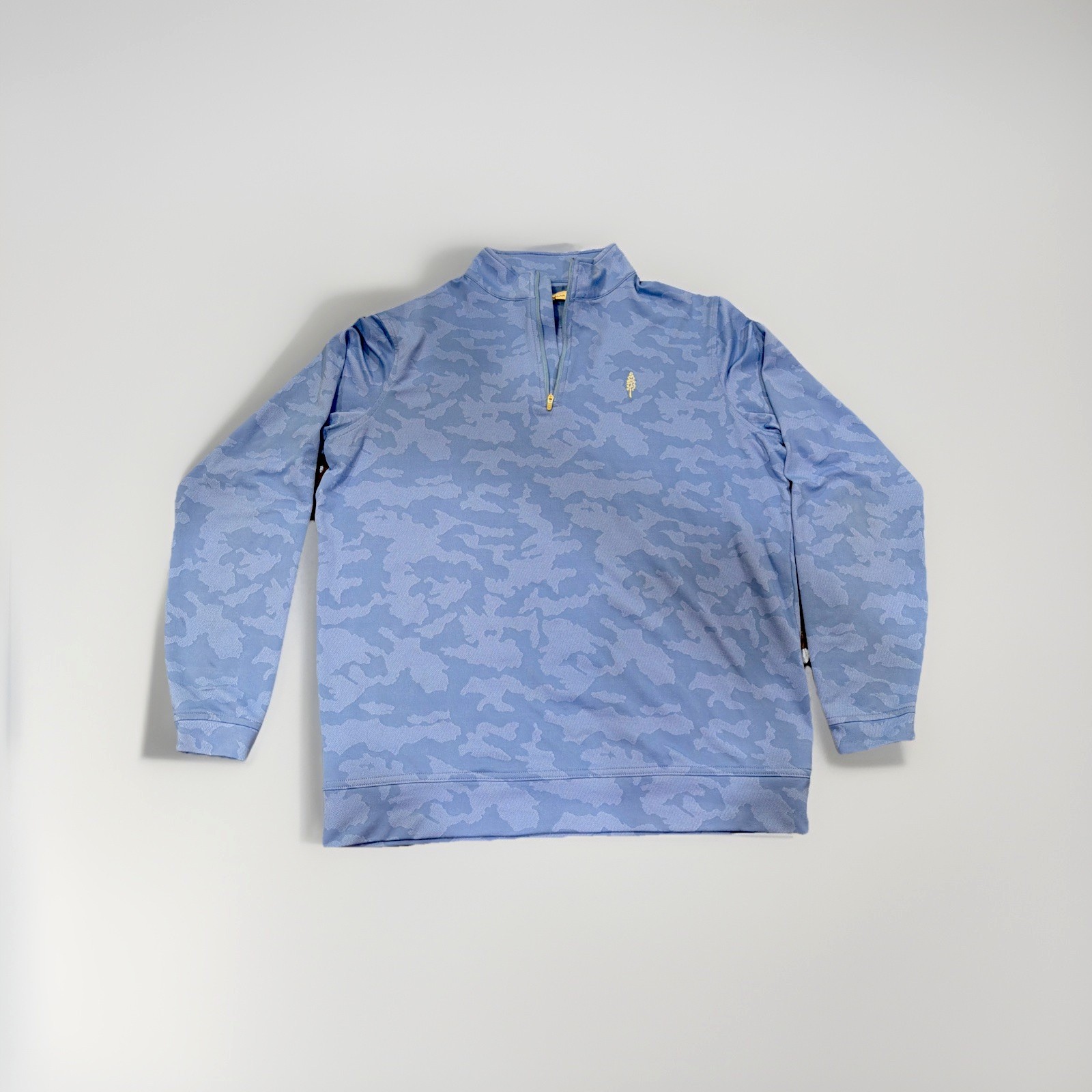 Peter Millar Mens MEDIUM Perth DipDye Camo Performance Quarter Zip Maritime Blue gallery