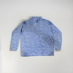 Peter Millar Mens MEDIUM Perth DipDye Camo Performance Quarter Zip Maritime Blue