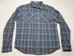 Gramicci Plaid Shirt Organic Button Up Mens Small Flannel Pockets Blue Plaid