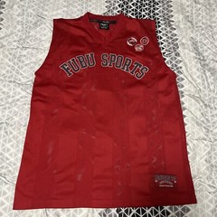 Vintage 90s Y2K Fubu Sports Basketball Jersey Red Size Large 05 For Us By Us