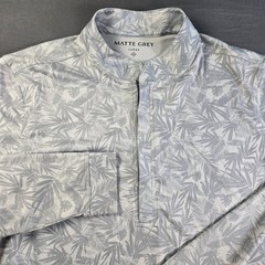 Matte Grey Men’s Large Quarter Zip Pullover Golf Shirt Palm Print Grey White L