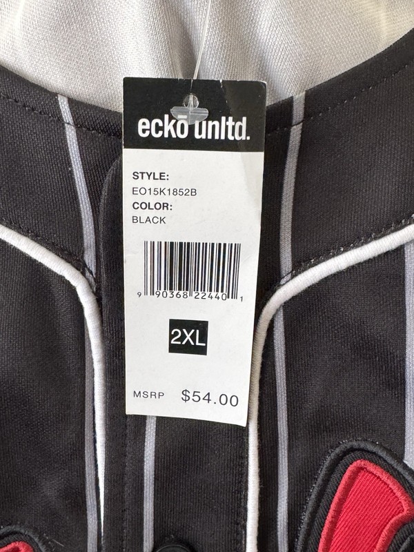 Ecko Unltd Unit 72 Baseball Jersey Black Pinstripe Embroidered NWT 2XL gallery
