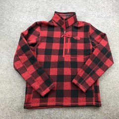 The North Face Pullover Mens Medium Red Buffalo Check Fleece 1/4 Zip