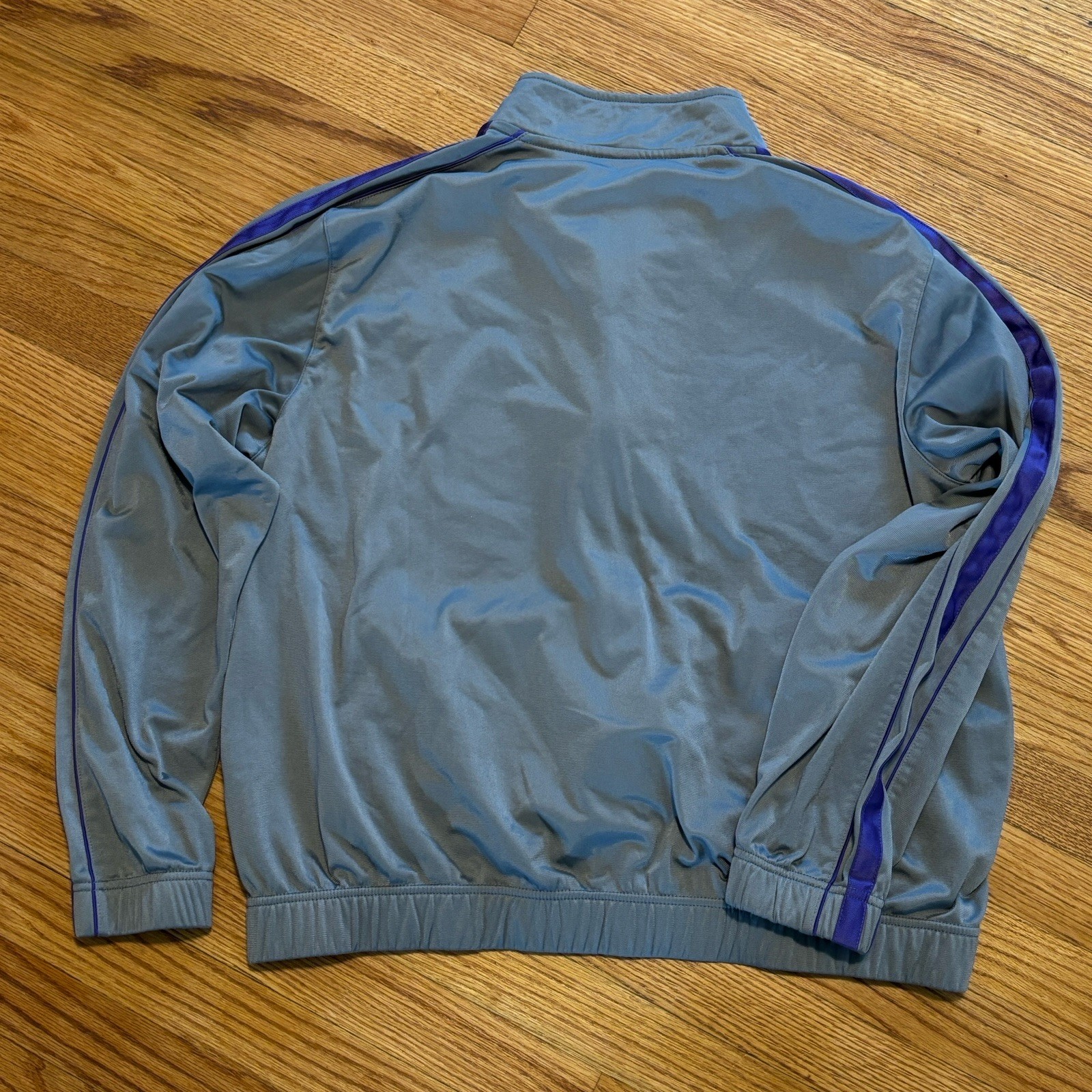 Mens Nike Dri Fit Jacket Size Large Grey Purple Stripe Full Zip Running Track gallery