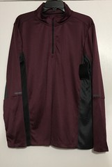 NWT Reebok Mens Medium Pullover Shirt Burgundy Heather Quarter Zip Long Sleeve