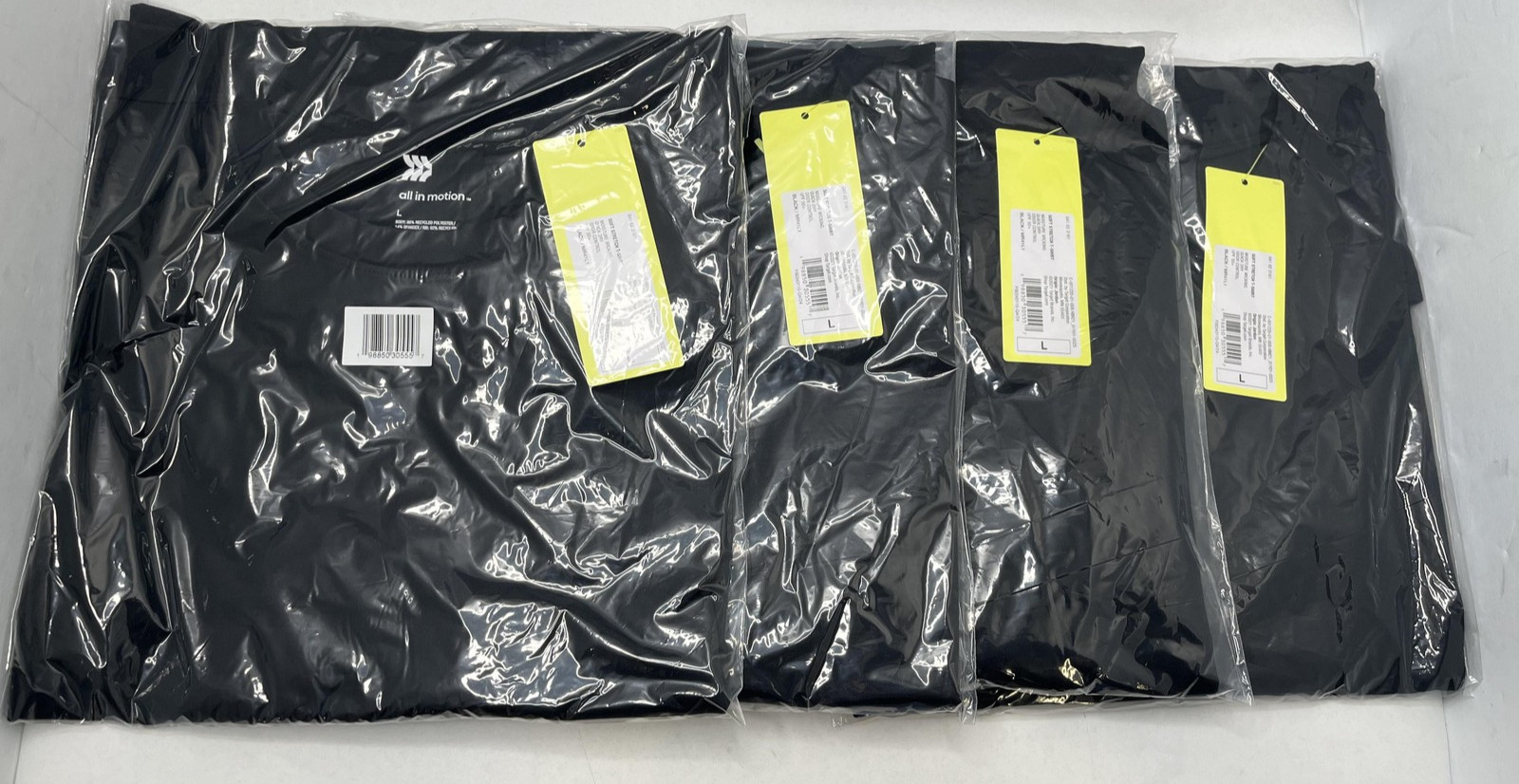 4pk All In Motion Short Sleeve Soft Stretch T-shirt BLK LRG Moist Wick UPF 50+ gallery