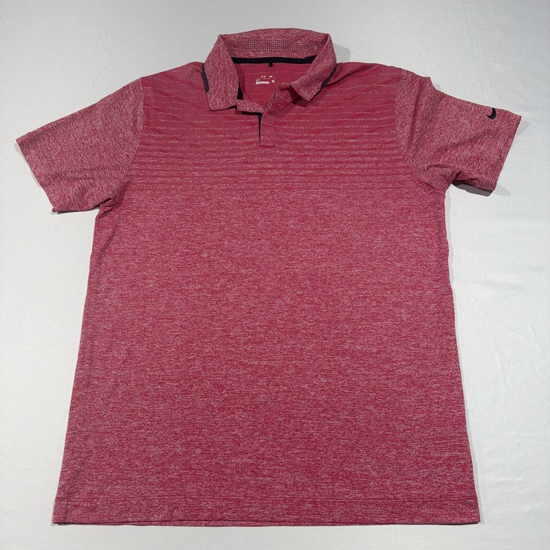 Nike Golf Dri-FIT Tour Performance Mens M Polo Shirt Heather Pink Hidden Buttons gallery