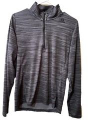 adidas Men’s 1/4 Zip Mock Neck Pullover Gray Striped Polyester M