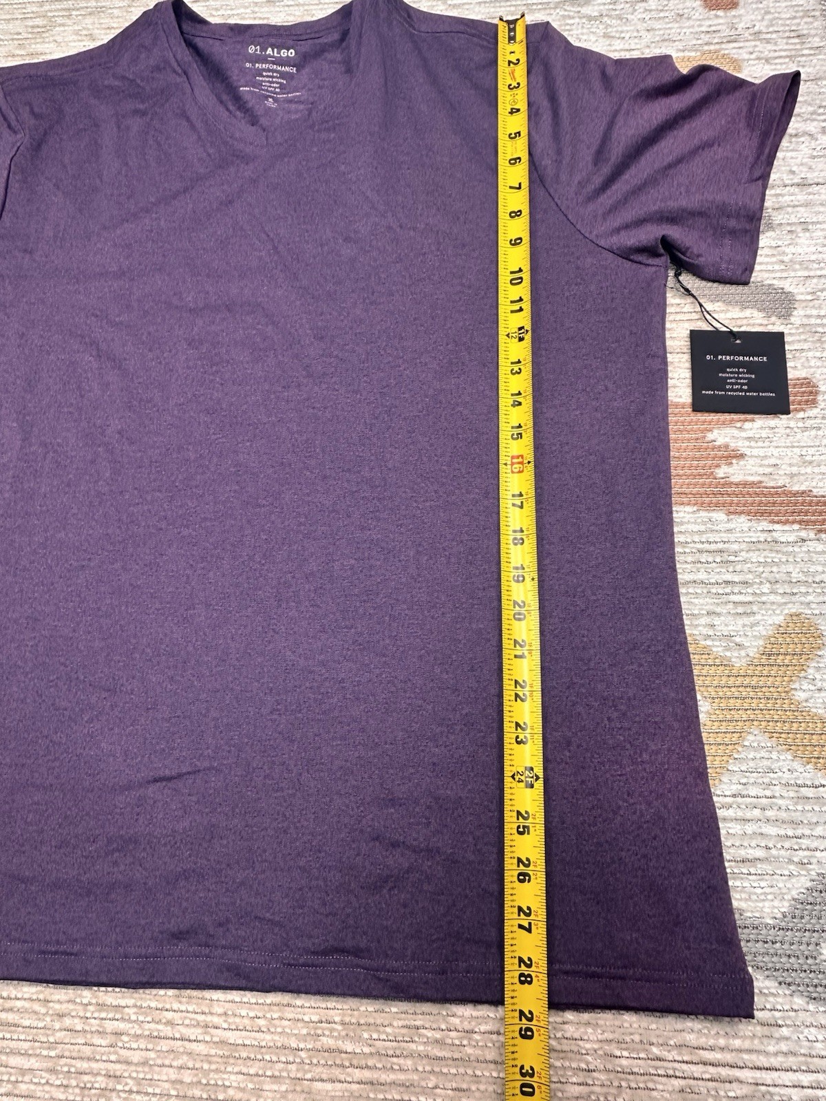 NWT 01 ALGO Mens Performance XL V-Neck Short Sleeve T-Shirt UV SPF 40 gallery