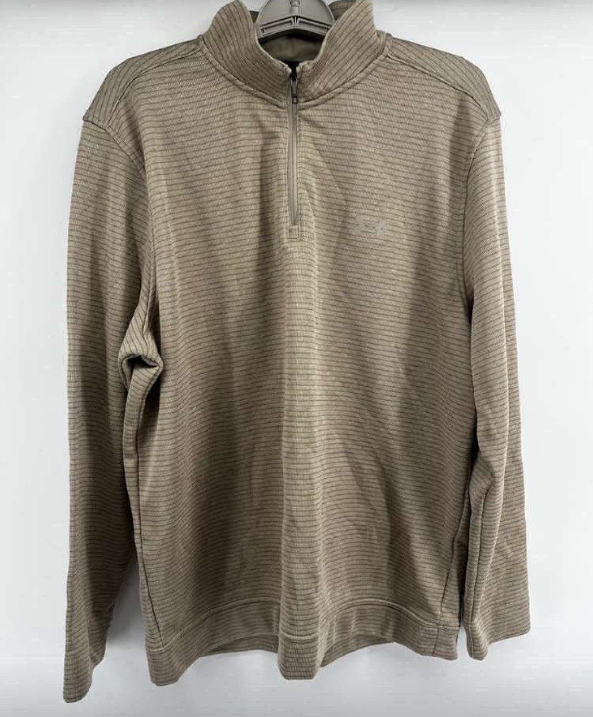 Under Armour Golf Storm SweaterFleece Mens XL Beige 1/4 Zip Ribbed Stretch Light gallery
