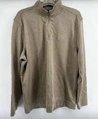 Under Armour Golf Storm SweaterFleece Mens XL Beige 1/4 Zip Ribbed Stretch Light