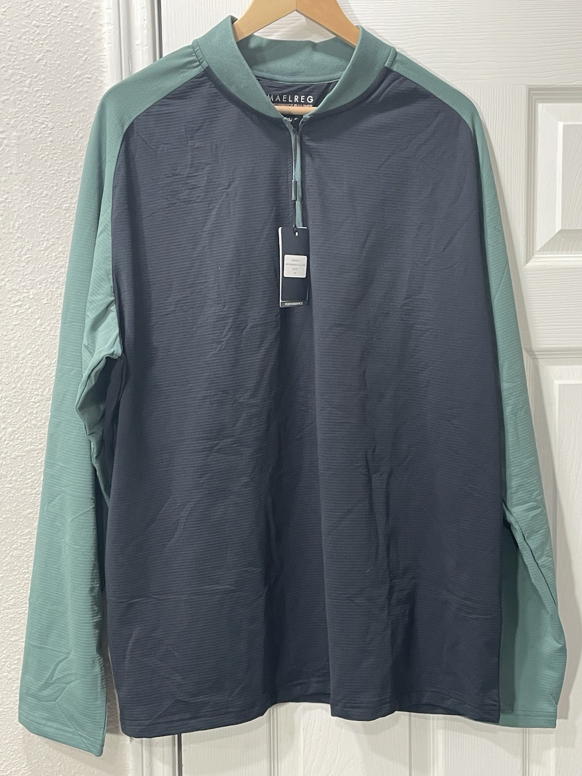 Maelreg Performance Pullover Mens Large Long Sleeve 1/4 Zip Green Black NWT! gallery