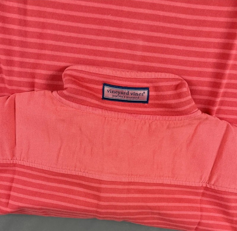 Vineyard Vines Golf Pullover Shep Shirt Medium Red Striped Cotton Polyester $128 gallery