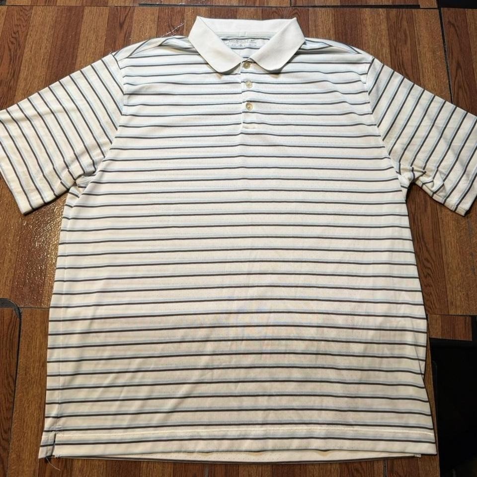 Nike Golf White Striped Dri-Fit Tech Sportswear Button Polo Shirt XL gallery