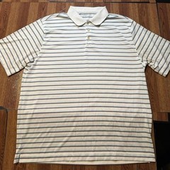 Nike Golf White Striped Dri-Fit Tech Sportswear Button Polo Shirt XL