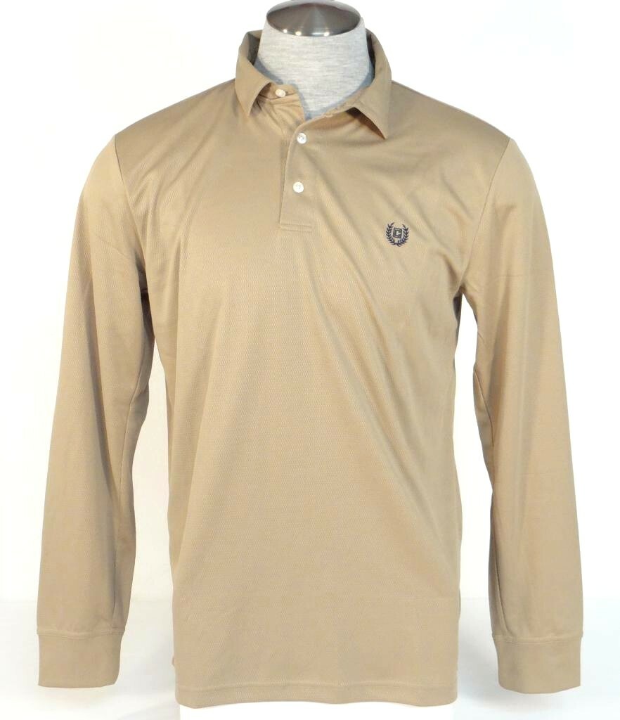 Chaps Performance Stay Dry Khaki Long Sleeve Polo Shirt Men's NWT gallery