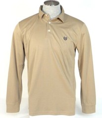 Chaps Performance Stay Dry Khaki Long Sleeve Polo Shirt Men’s NWT