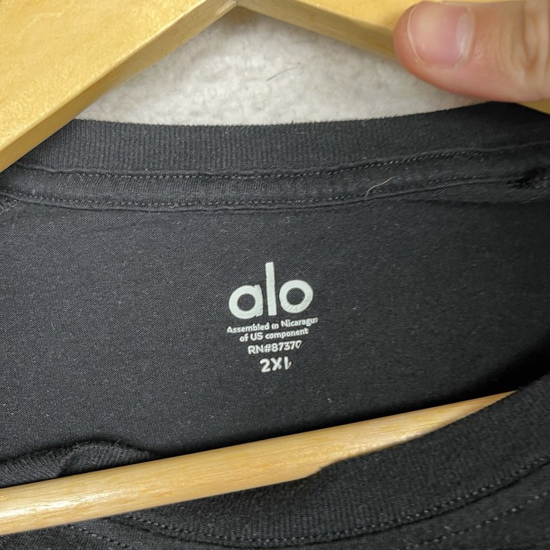 Alo Triumph T Shirt Mens 2XL Black Raglan Crew Neck Tee Alo Yoga M1133R gallery