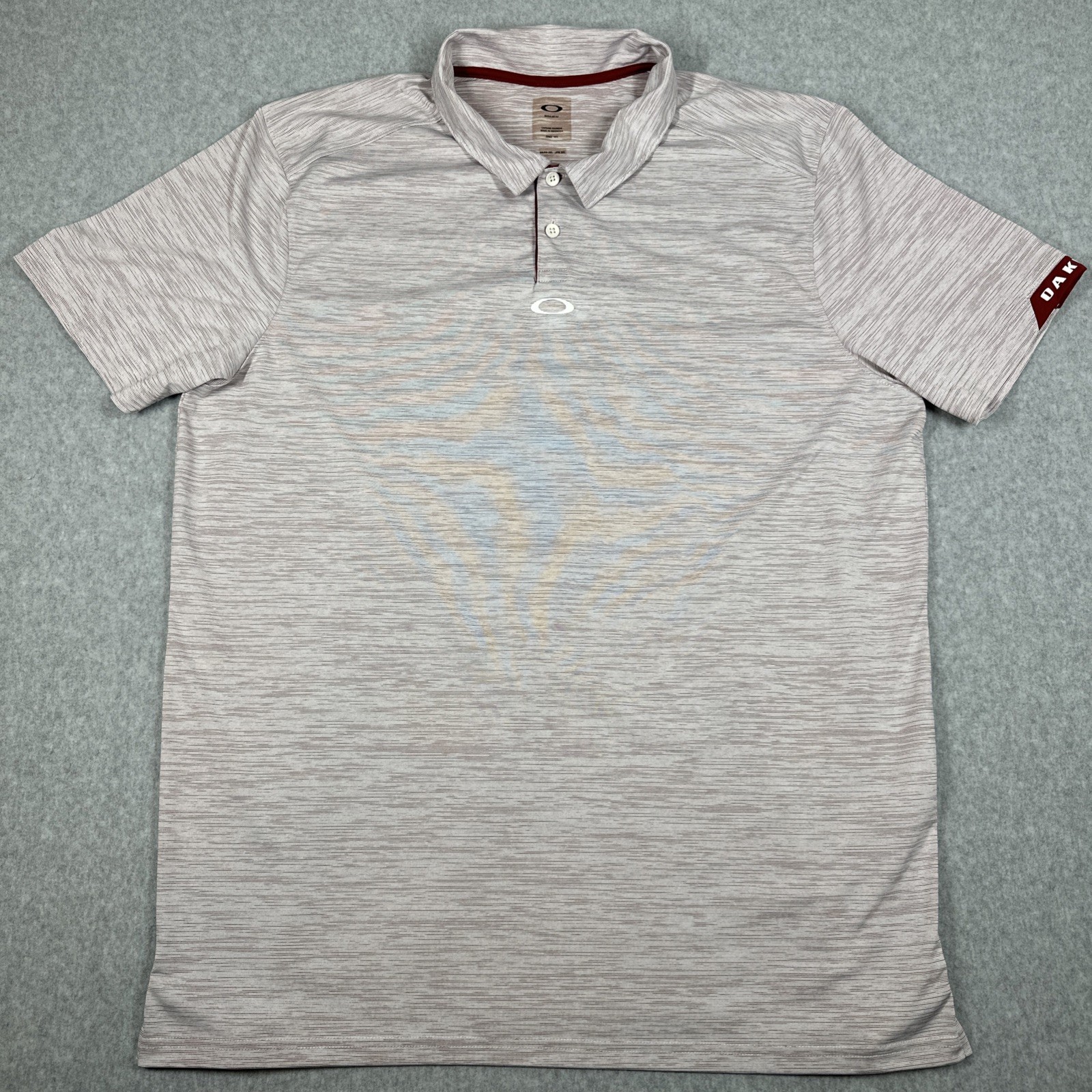 Oakley Golf Polo Shirt Men's 2XL Gray Marled Red Short Sleeve Performance gallery
