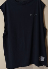 Y2K Champion Sleeveless Shirt Mens XL Navy Cotton Tank Top Logo Embroidered
