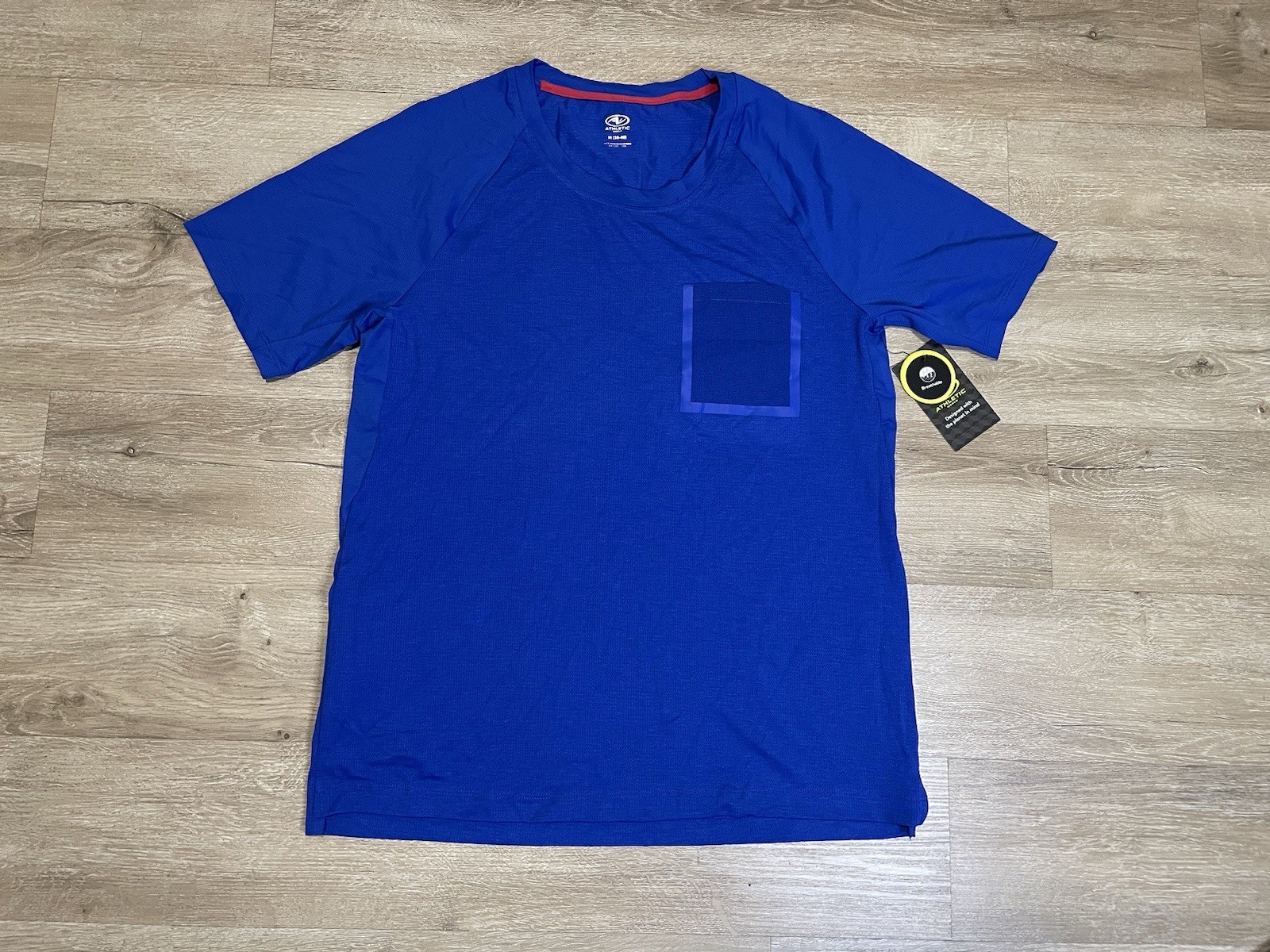 NWT Athletic Works Pockets Jacquard Tee Mens Size M Blue Running Athletic Shirt gallery