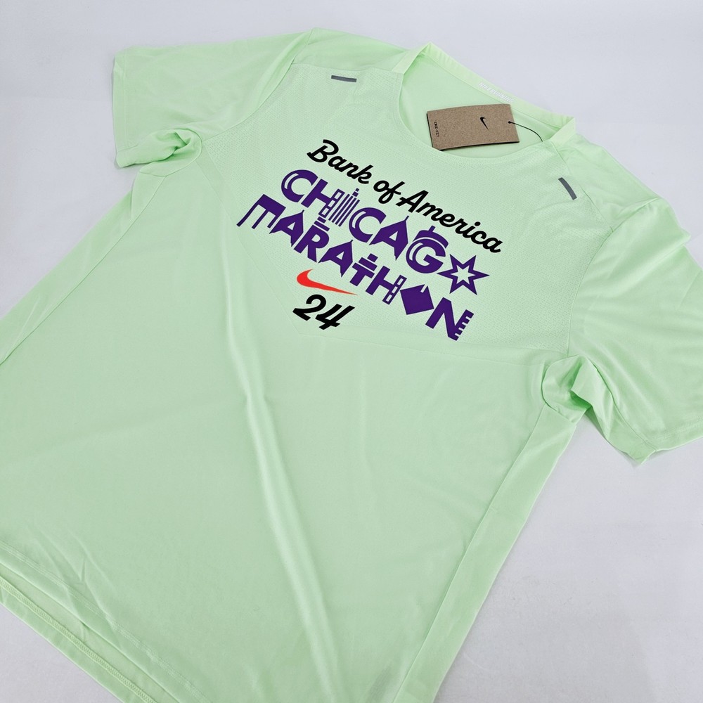 Nike Chicago Marathon 2024 Running Shirt Mens MEDIUM M Mint Green Active NEW