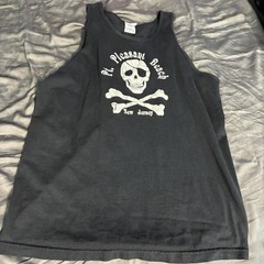 Men’s Black Sleeveless Tank Top Pt. Pleasant Beach NJ Skull Crossbones Size L